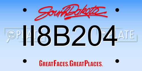 II8B204 South Dakota License Plate
