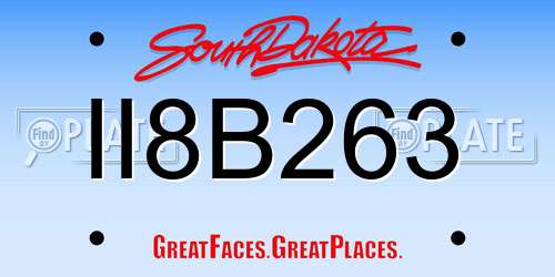 II8B263 South Dakota License Plate