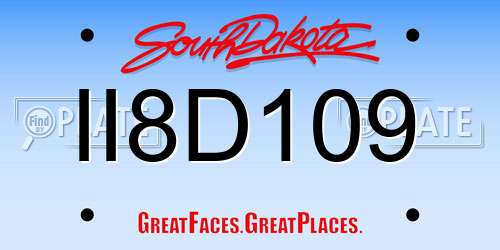 II8D109 South Dakota License Plate