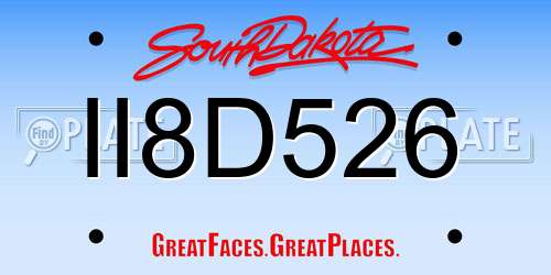 II8D526 South Dakota License Plate