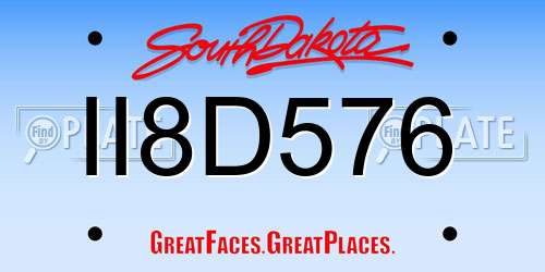 II8D576 South Dakota License Plate