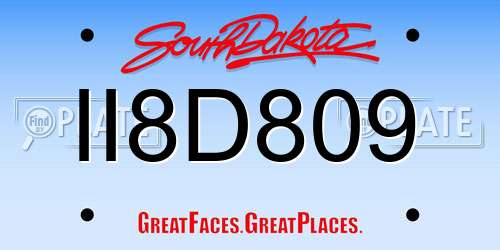 II8D809 South Dakota License Plate