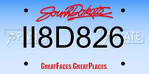 II8D826 South Dakota License Plate