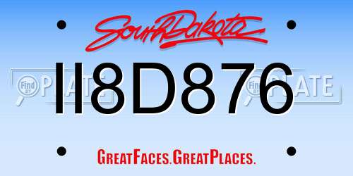 II8D876 South Dakota License Plate