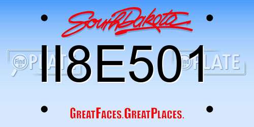 II8E501 South Dakota License Plate