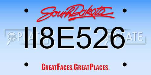 II8E526 South Dakota License Plate