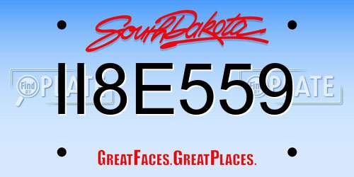 II8E559 South Dakota License Plate