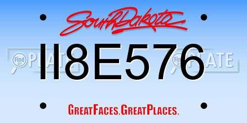 II8E576 South Dakota License Plate
