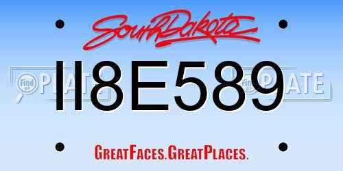 II8E589 South Dakota License Plate