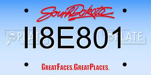 II8E801 South Dakota License Plate