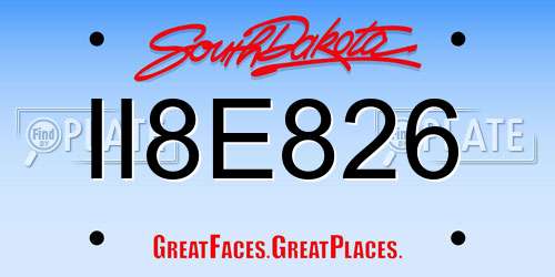 II8E826 South Dakota License Plate