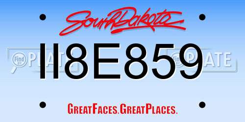 II8E859 South Dakota License Plate