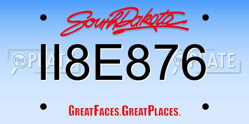 II8E876 South Dakota License Plate