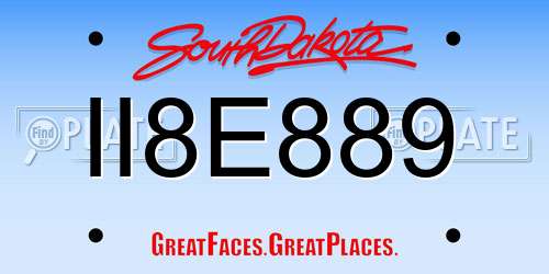 II8E889 South Dakota License Plate
