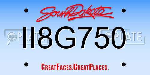 II8G750 South Dakota License Plate
