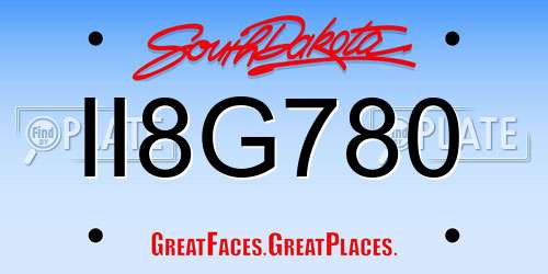 II8G780 South Dakota License Plate