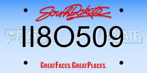 II8O509 South Dakota License Plate