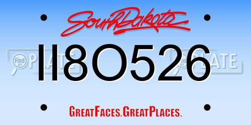 II8O526 South Dakota License Plate