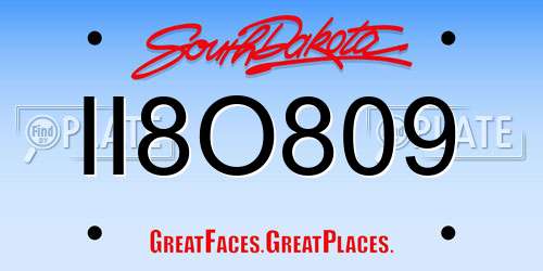 II8O809 South Dakota License Plate