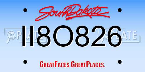 II8O826 South Dakota License Plate