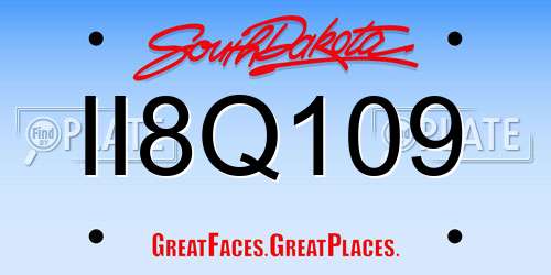 II8Q109 South Dakota License Plate