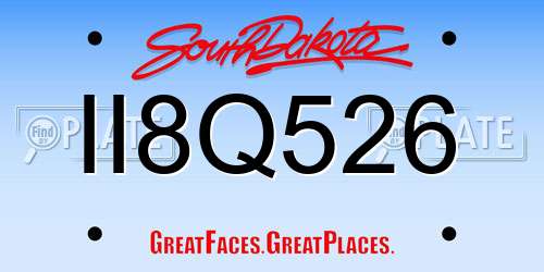 II8Q526 South Dakota License Plate