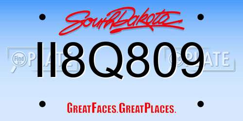 II8Q809 South Dakota License Plate