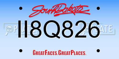 II8Q826 South Dakota License Plate