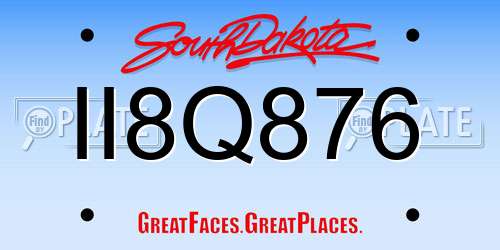 II8Q876 South Dakota License Plate