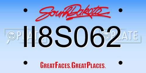 II8S062 South Dakota License Plate