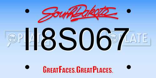 II8S067 South Dakota License Plate