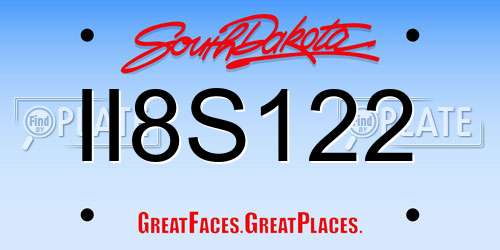 II8S122 South Dakota License Plate