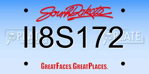 II8S172 South Dakota License Plate