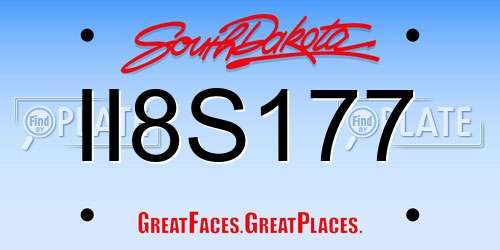 II8S177 South Dakota License Plate