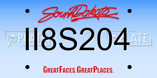 II8S204 South Dakota License Plate