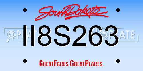 II8S263 South Dakota License Plate