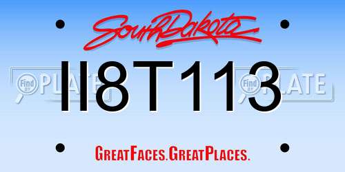 II8T113 South Dakota License Plate