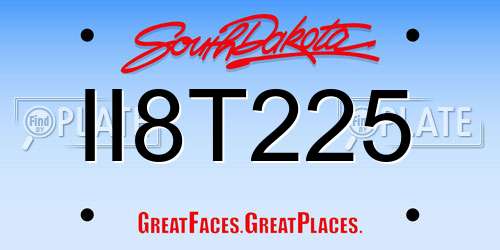 II8T225 South Dakota License Plate