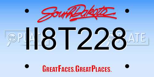II8T228 South Dakota License Plate