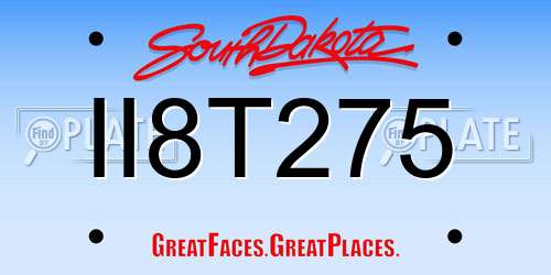 II8T275 South Dakota License Plate