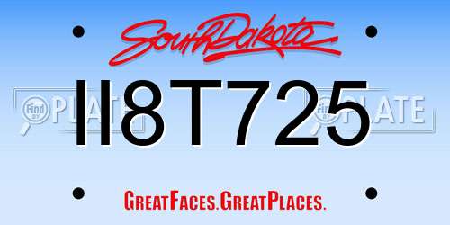 II8T725 South Dakota License Plate
