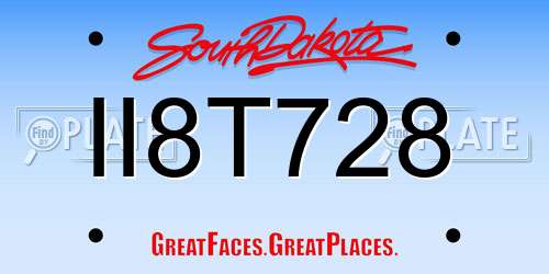 II8T728 South Dakota License Plate