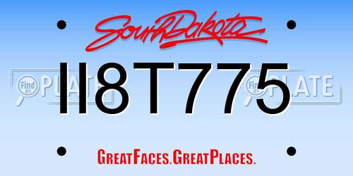 II8T775 South Dakota License Plate