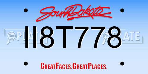 II8T778 South Dakota License Plate