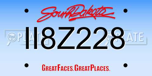 II8Z228 South Dakota License Plate