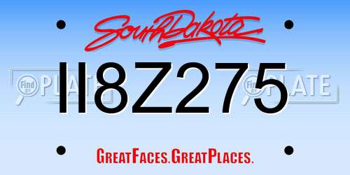 II8Z275 South Dakota License Plate