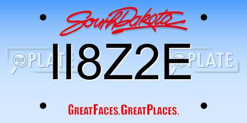II8Z2E South Dakota License Plate