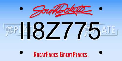 II8Z775 South Dakota License Plate