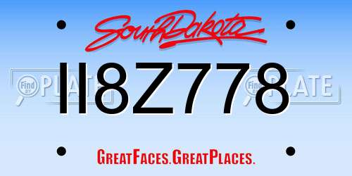 II8Z778 South Dakota License Plate