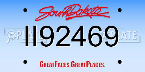 II92469 South Dakota License Plate